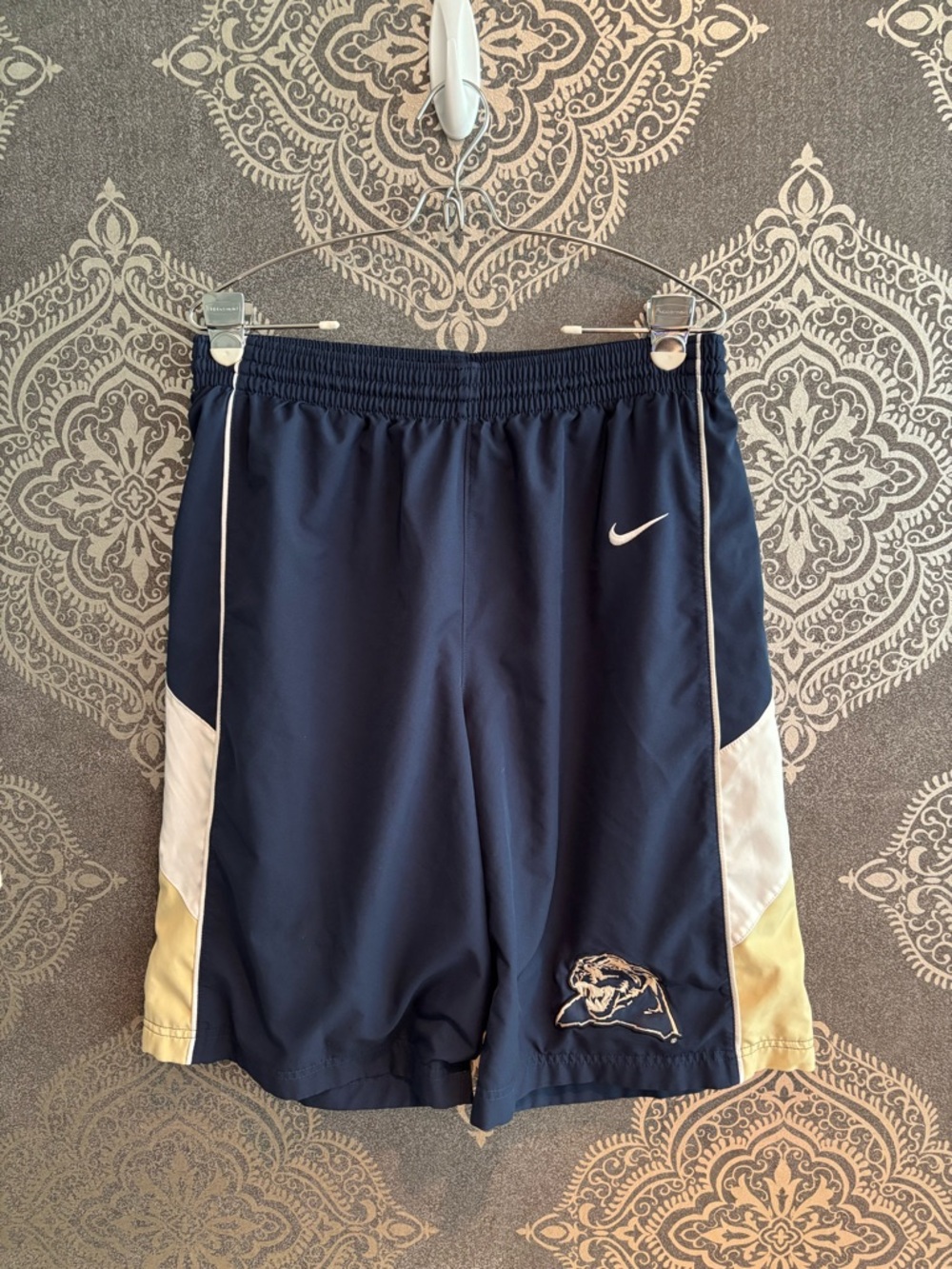 Nike Navy Blue Athletic Shorts with White Drawstring PITT Panthers